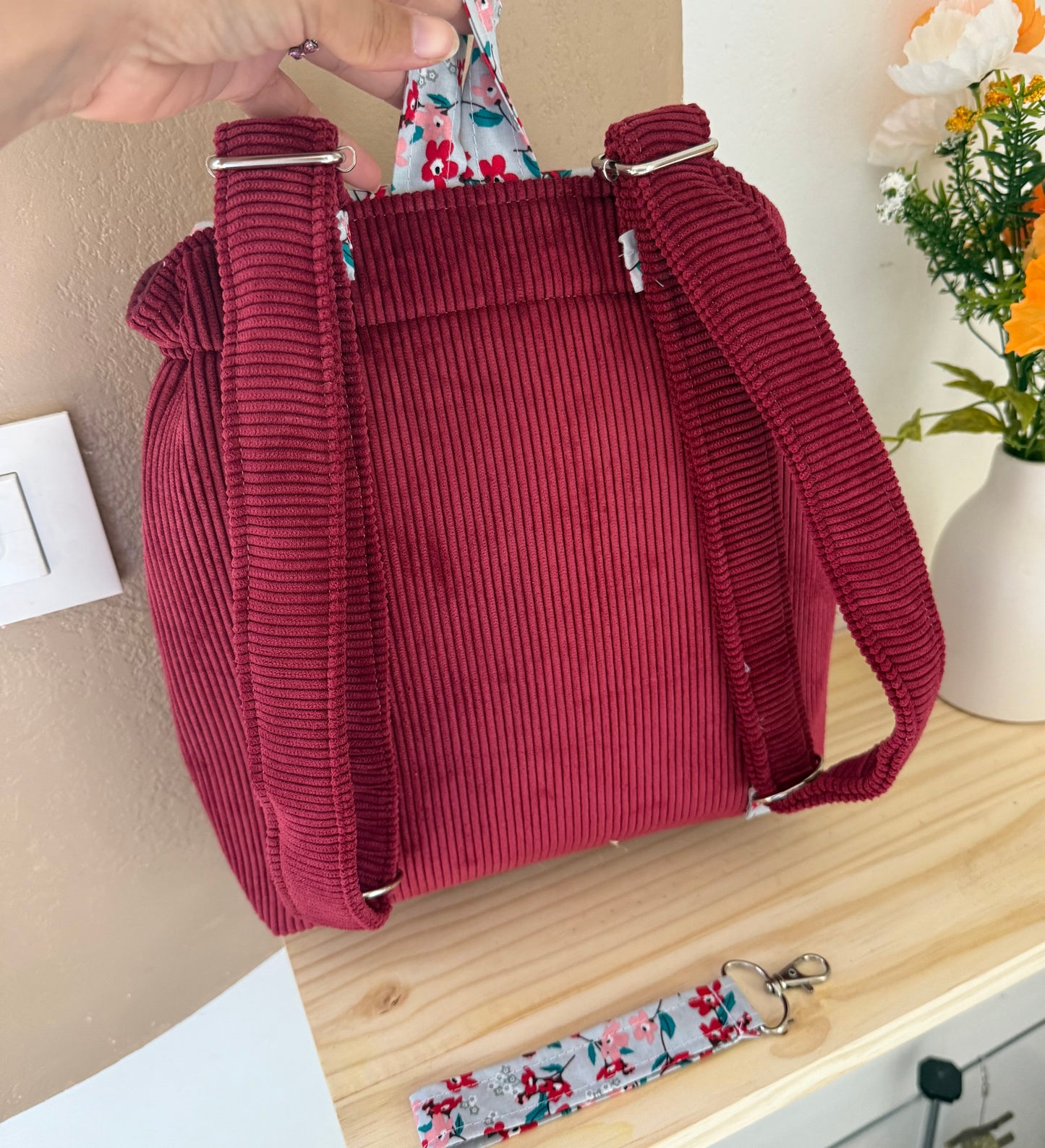 Sac à dos Fleurs Bordeaux 🌺