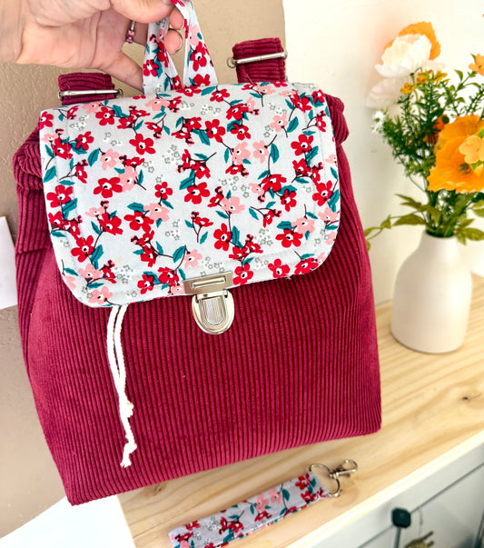 Sac à dos Fleurs Bordeaux 🌺